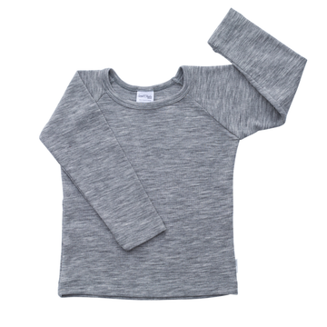 Kids Merino Long Sleeve Top | Grey Marle