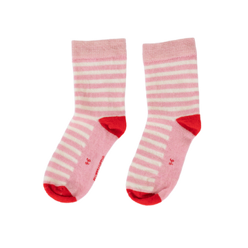 Baby Merino Crew Socks | Light Pink Stripe