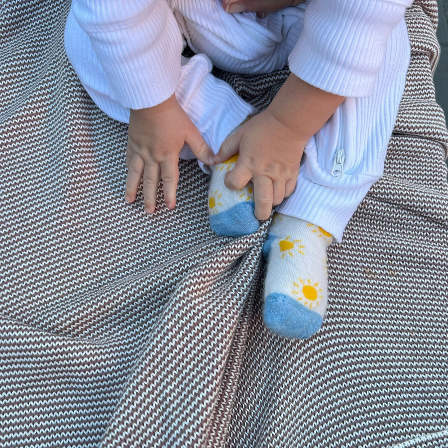 Baby Merino Crew Socks | Yellow Suns