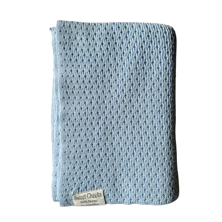 Merino Knit Blanket | Light Blue