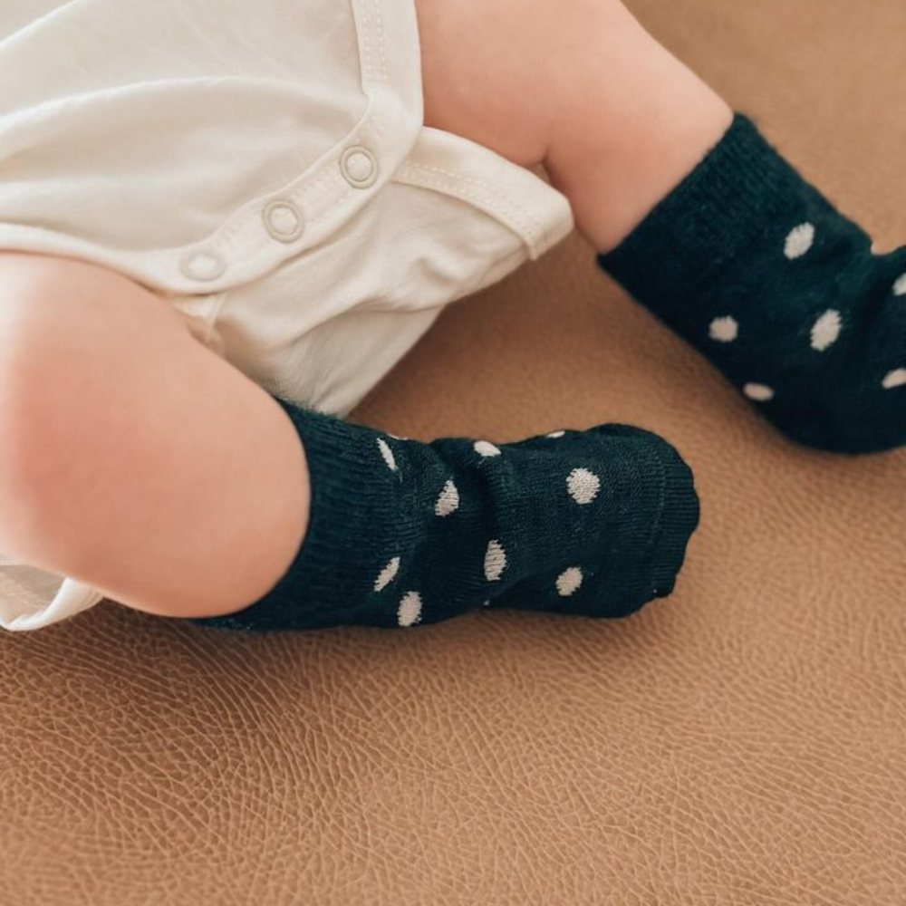 Crew Merino Socks | Forest Green Dots