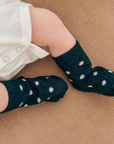 Baby Merino Crew Socks | Forest Green Dots