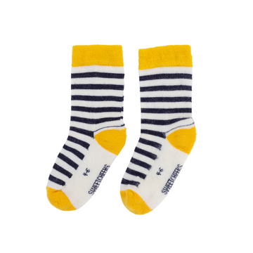 Baby Merino Adventure Socks | Navy & Yellow Stripe